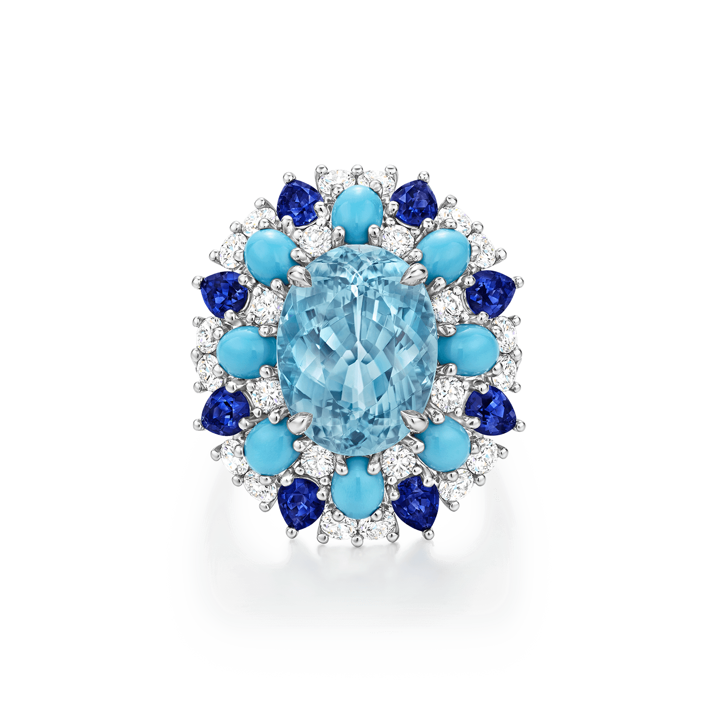 Winston Candy Paraiba Tourmaline Ring with Sapphires, Turquoise and Diamonds